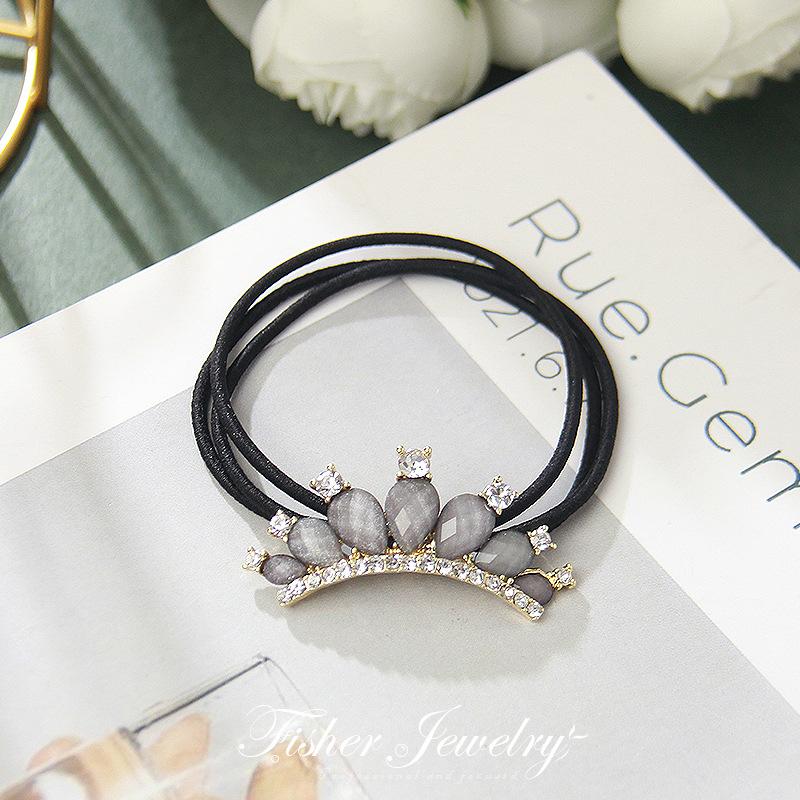 Korean Fashion Elegant Rhinestone Crown Scrunchies Women Girls Elastic Hair Rubber Band Accessories Tie Hair Ring Rope Headdress