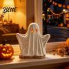 Creative Halloween Room Accents Ghost Ornament with Warm Light Cute Spooky Luminous Figurine Unique Gift Ideas Resin Night Light for Tabletop