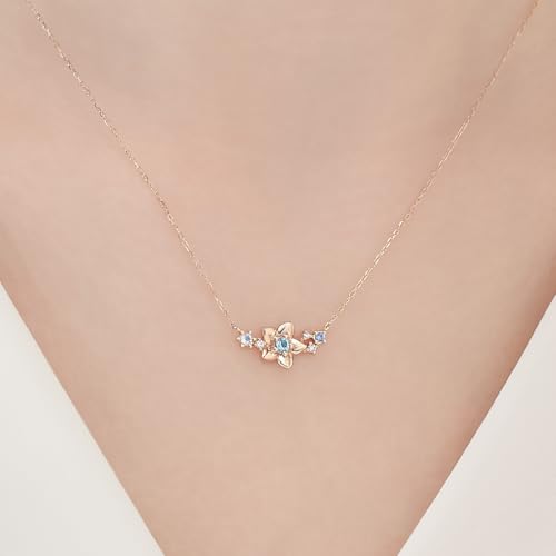 Canal 4.0C Official [September Birth Flower] Silver Gentian Necklace, Birthday Gift for Women, Jewelry Case Included, 152434021009