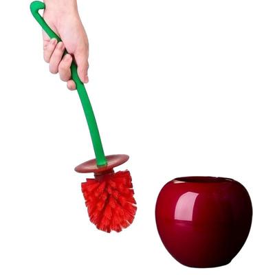Red Toilet Brush Toilet Holder Bathroom Cleaning Accessories Creative Lovely Cherry Shape Lavatory Brush Toilet Brush Holder Set