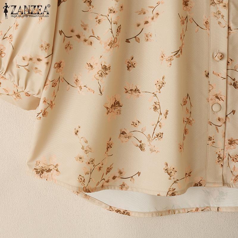 ZANZEA Women Floral Print Blouse and Pants Casual Two Piece Suit Sets