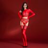 Oil Shiny Stockings Lace Tops With Garter Stockings Sexy See Through Long Sleeve T-Shirts Women Erotic Lingerie Set Knee Socks