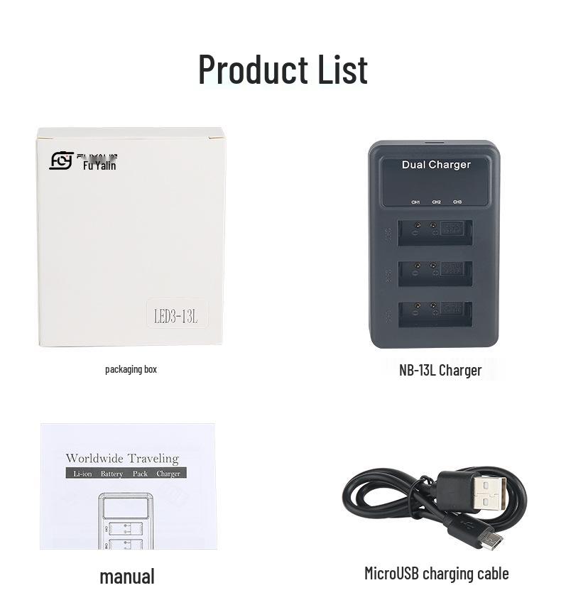NB13L Triple Charger for Canon G7X Mark II/III, G5X, G9X, SX720/730/740 Cameras