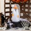 Yousheng Halloween Ghost Decor Light Up Ghost in Glass Cloche with Wood Base Cute Ghost Night Light Decoration for Table Shelf Fireplace Room Decor