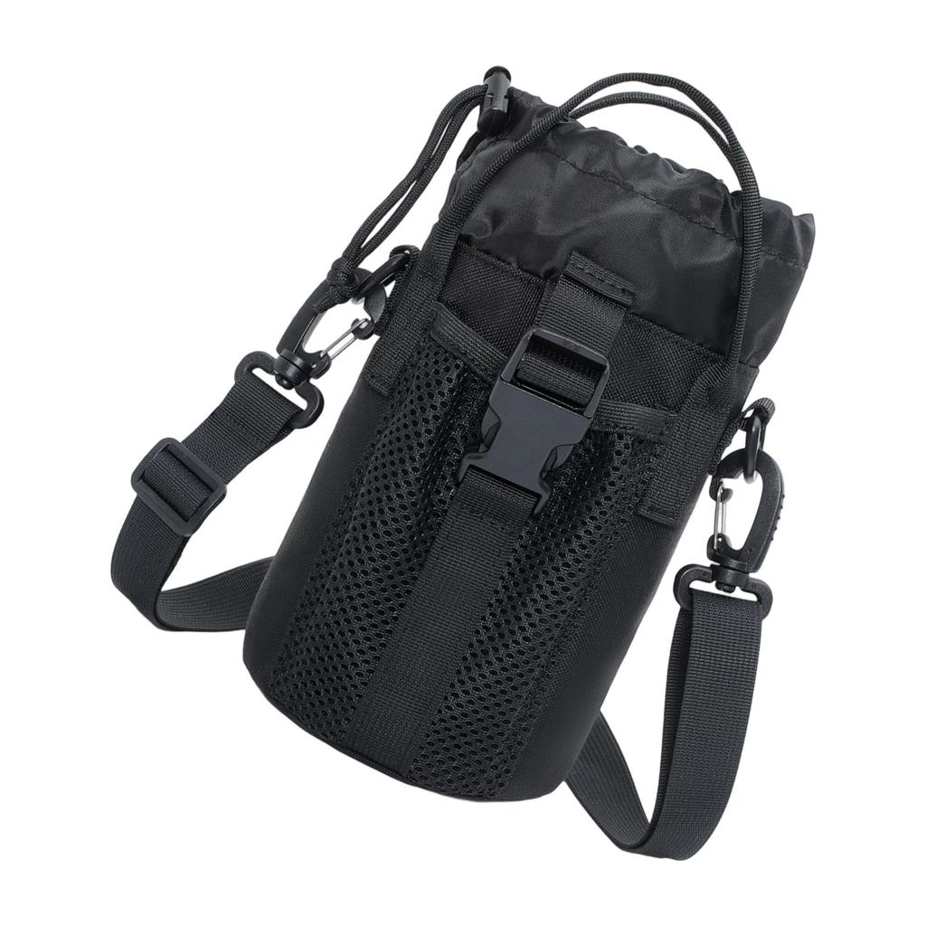 Portable Insulated Water Bottle Holder With Adjustable Strap And Mesh Side Pocket For Outdoor Hiking Camping Travel