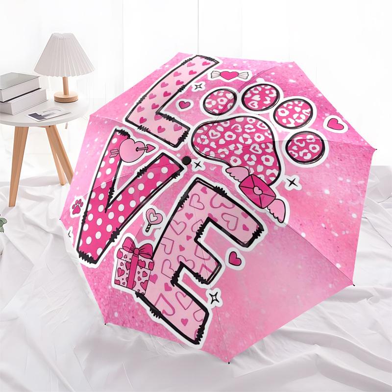1pc Love Heart Paw Print Gift Umbrella with Plastic Handle,Suitable for All Seasons Umbrellaptys26046