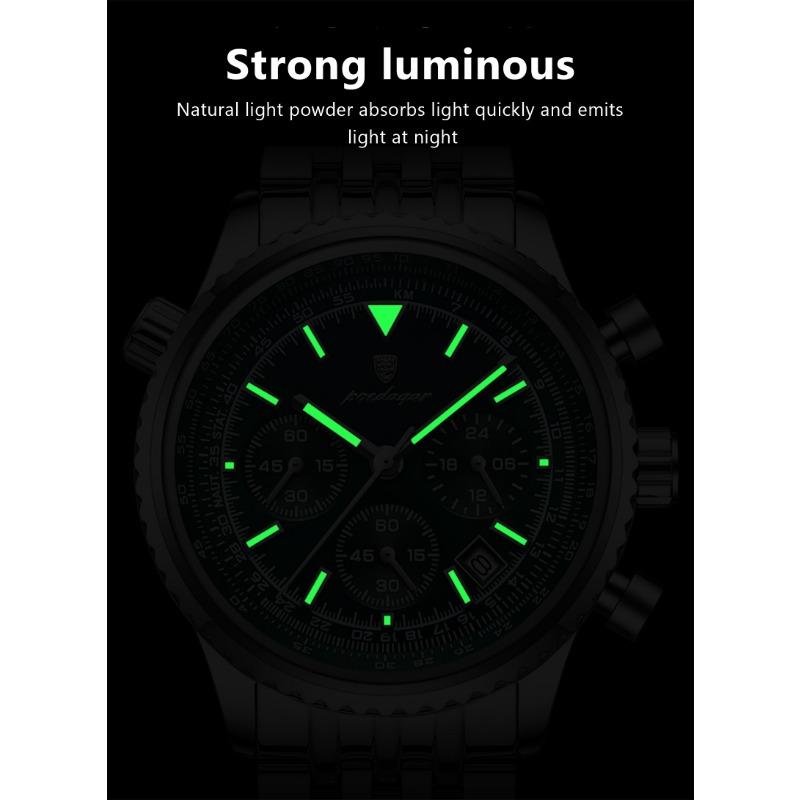 POEDAGAR Casual Man Clock Chronograph Date Waterproof Luminous Quartz Watches Stainless Steel Fashion Wristwatch Reloj