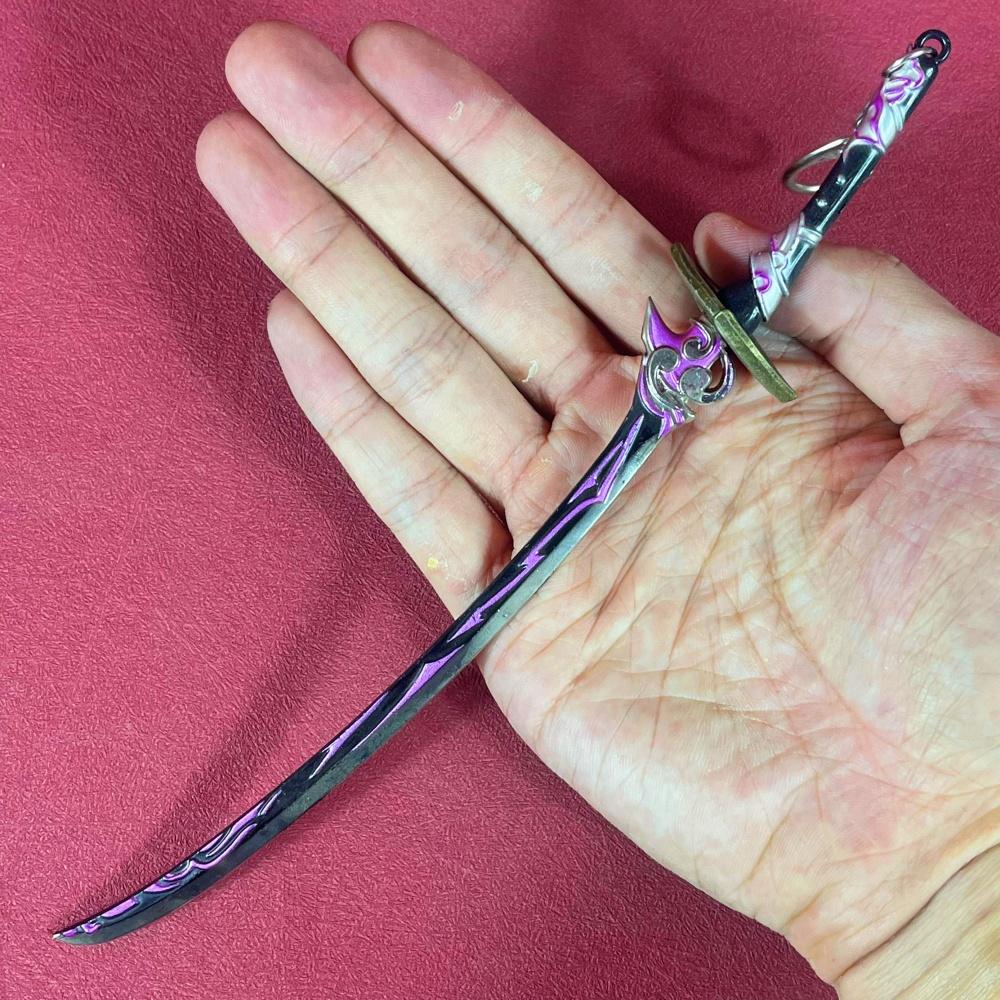 8.6inch Genshin Katana Real Size Japanese Katana Raiden Shogun Ninja Knife Metal Damascus Sword Anime Original Samurai Sabre Toy