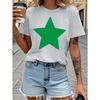 Women Casual T-Shirt with Large Green Star Harajuku Sleeve Casual Women's T-shirt Clothing Street Tops Tees Clothes