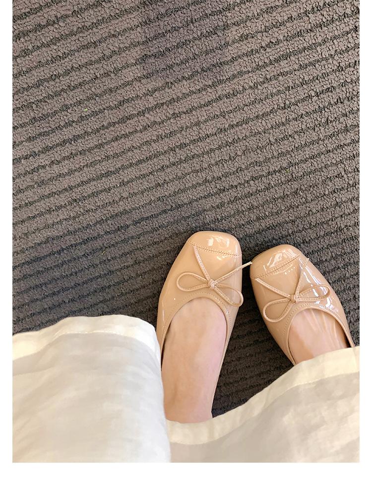 

Виноградная мать имеет тот же сладкий темперамент универсальный бант квадратная головка маленький толстый каблук легкий рот балетный стиль одиночные туфли женские 35 телесный