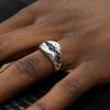 Adjustable Open Ring Men Women Vintage Hip Hop Geometric Crack Design Blue Sapphire Accent Plated