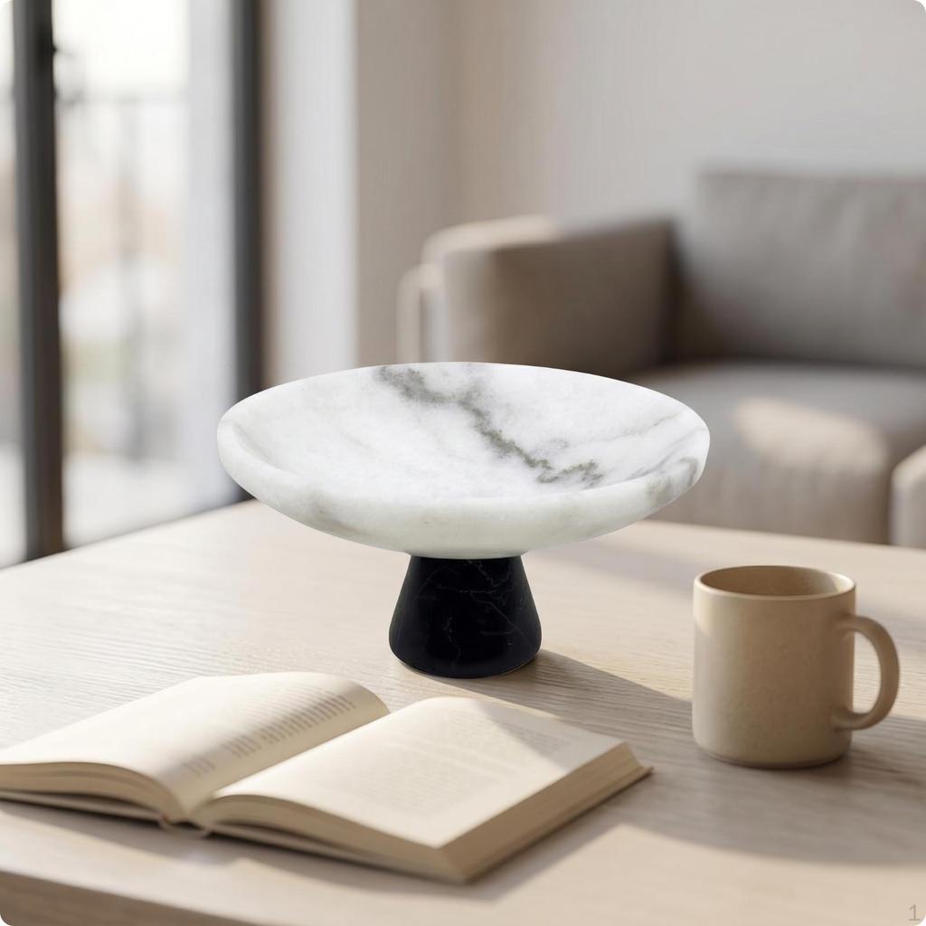 Marmor Serviertablett Dekoratives Mittelstück Elegantes Steinobjekt für das Wohnzimmer