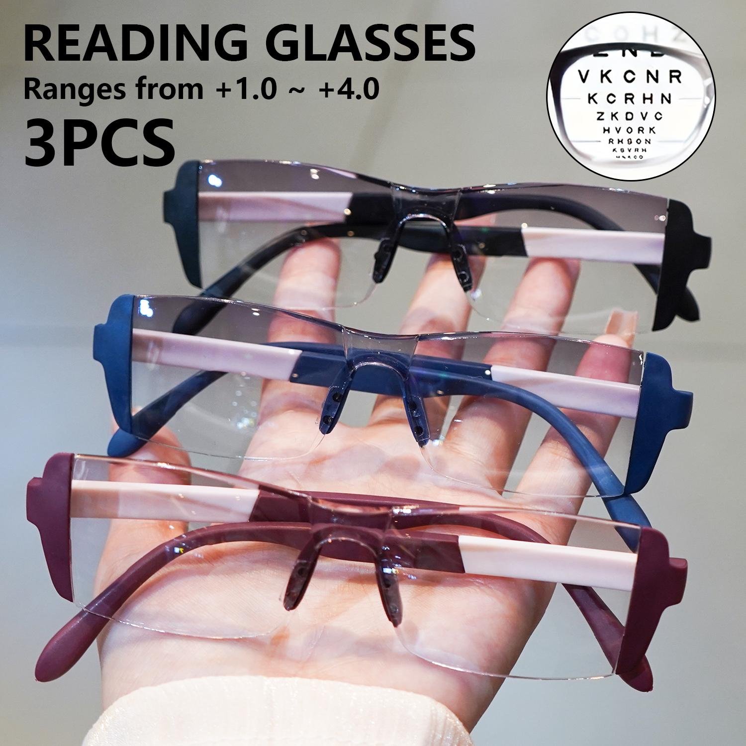 

3 шт. Стильные цветные очки для чтения для мужчин и женщин - Коррекция зрения от +1.0 до +4.0 LG0123-3pcs-4.0