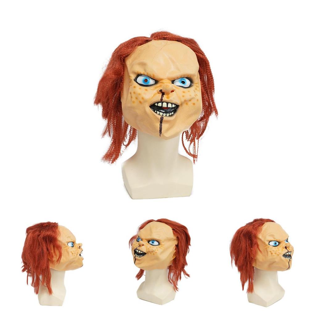 Chucky Puppe Kinderspiel Halloween Latexmaske mit gruseligem Design für Party und Cosplay