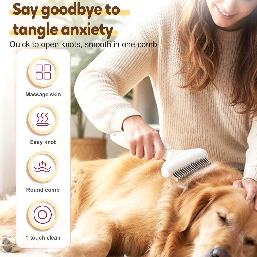 Push-button Type Cat Dog Dematting Comb Stainless Steel Pet Hair Remover Brush  Pet Accessories