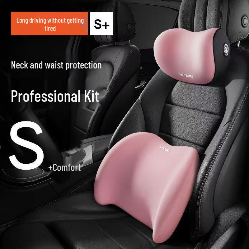 Car Seat Back and Neck Support Cushion: Headrest and Lumbar Pillow