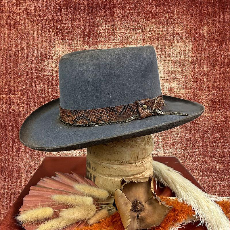 

New Felt Hat Imitation Snakeskin Pattern Ruffled Wool Hat Fashionable Versatile Pure Wool Top Hat чорний