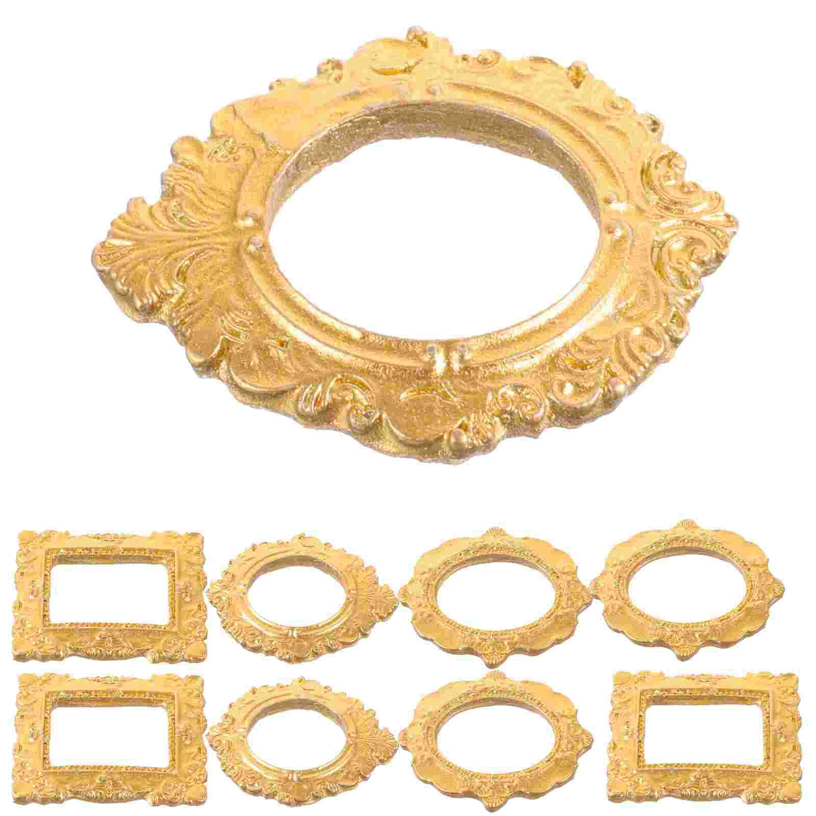

15 Pcs Photo Frame Miniature Decor House Ornament Frames Gold Resin Toy Room 4.00X3.00X0.30CM золотистый