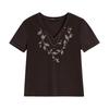 Women's Cooling Lyocell Blend V-Neck Embroidered T-Shirt