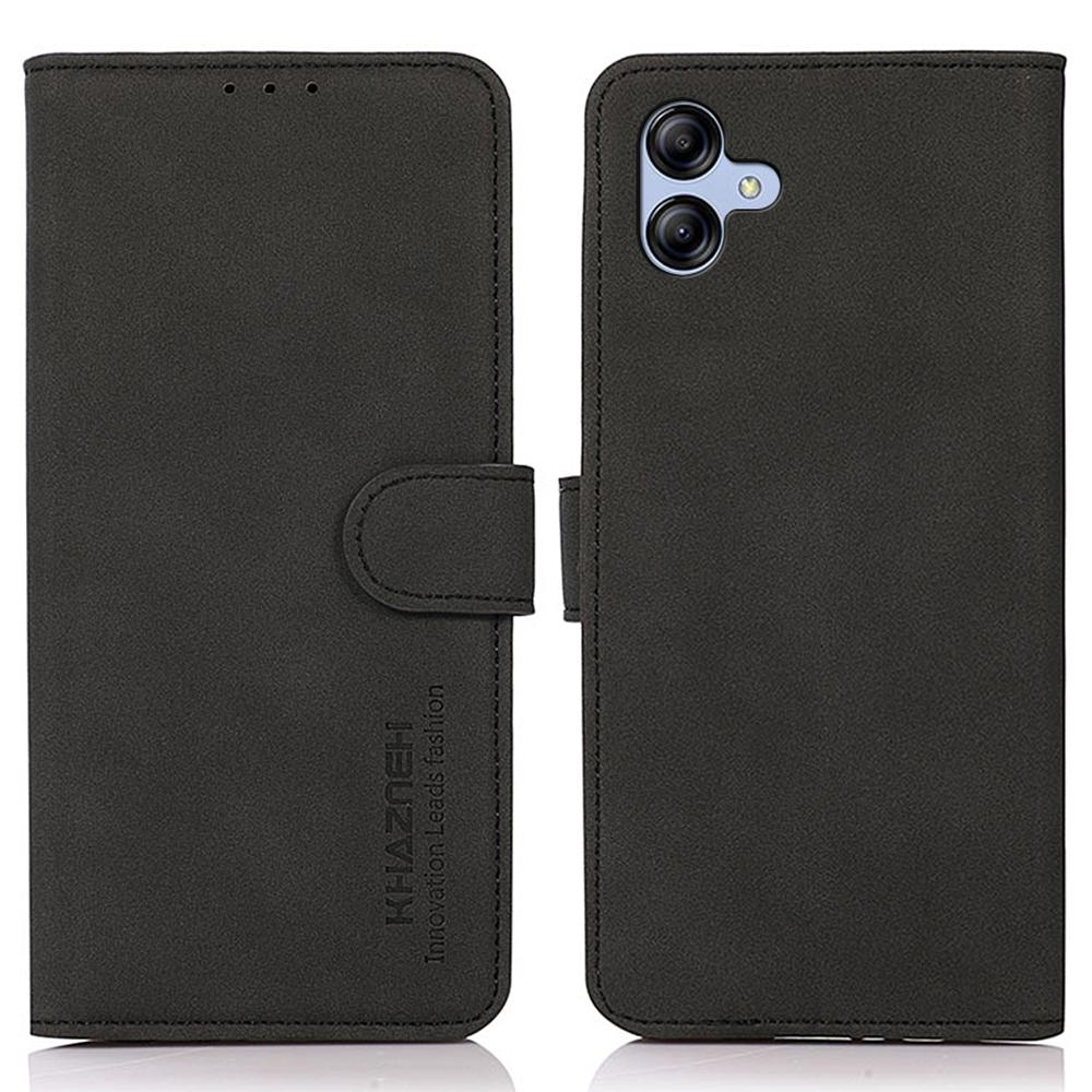 

KHAZNEH For Samsung Galaxy A05 4G Case Textured Leather Mobile Phone Cover Wallet Stand Shell Black
