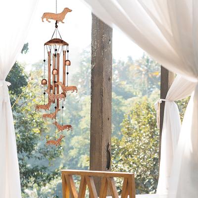 Dackel Hund Windspiele für Draußen, Metall Windspiele, Dackel Hund Geschenke für Frauen/Männer, Windspiel Gartendeko Außen