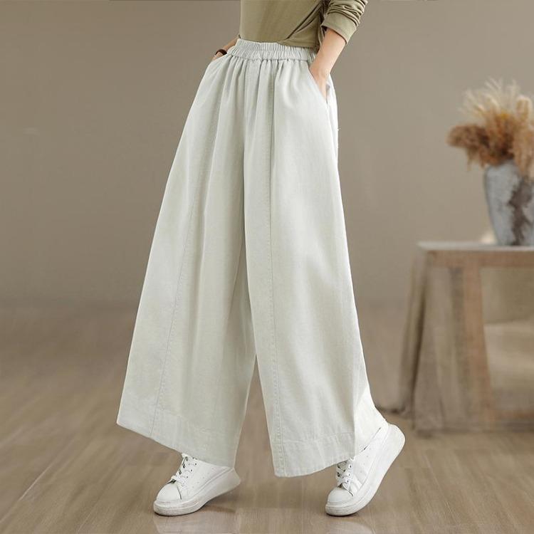 Осень Новые Большого Размера Женские Джинсы Свободные Джинсовые Брюки Длинные Брюки Повседневные Большого Размера M бежевый