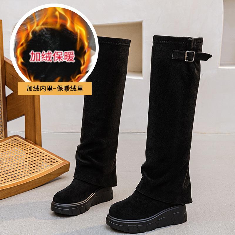 Two-wear sleeve high boots design sense niche boots 2025 autumn and winter removable boots half tray women's shoes tide