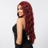 ALAN EATON Synthetic Wine Red Lace Front Wigs Long Water Wave  Wig for Women Hair Party Daily High Quality High Density