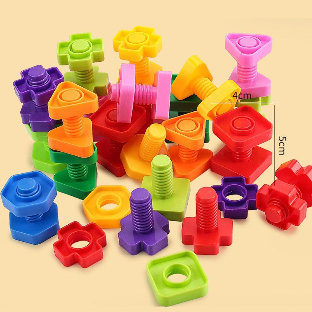 Montessori Screw Building Blocks Educational Nut Shape Toys Plastic Insert Blocks  Kids Gift