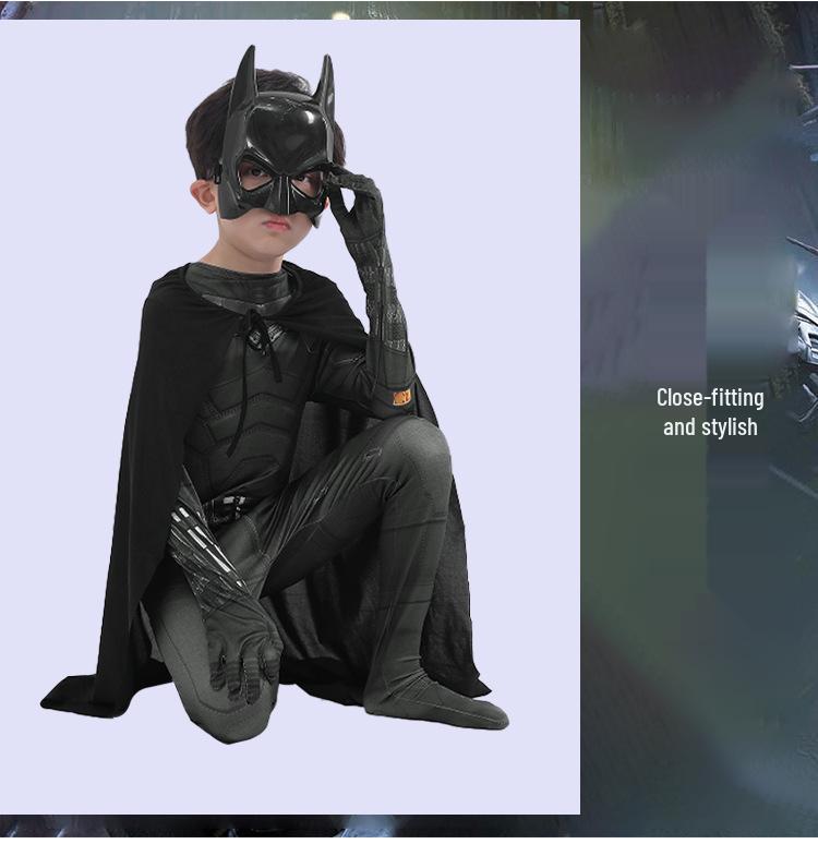 Kids' Halloween Cosplay Costume: Muscle Batman and Superman Jumpsuit Set