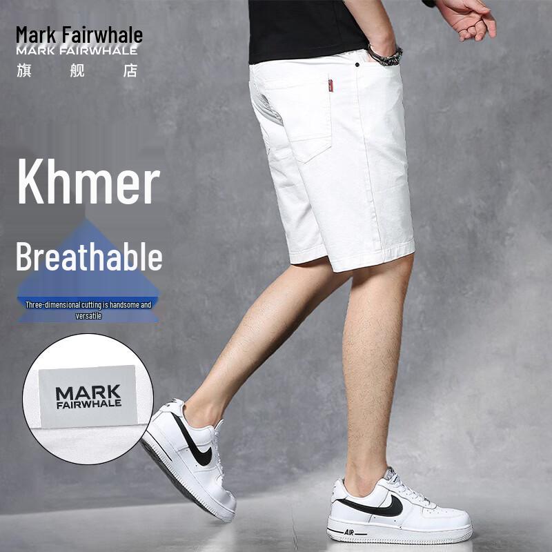 

MARK FAIRWHALE Men s Summer Cotton Stretch Straight-Leg Shorts 32
