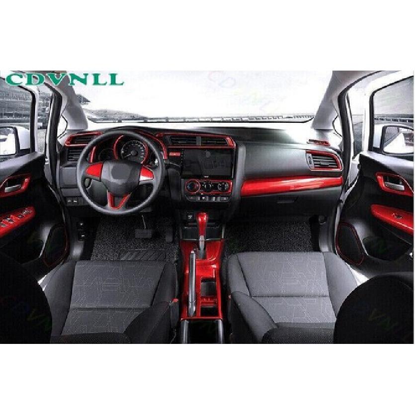 Central Console Gear Shift Frame Cover For Honda Fit/Jazz 14-20 Red Carbon Fiber