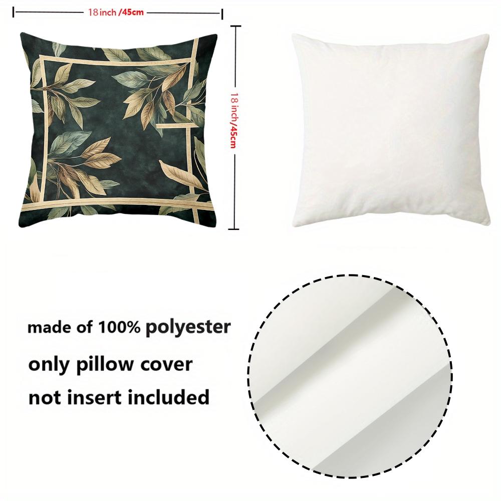 1 stuk - 2D platte print Groen Bladpatroon Sierkussen Set Decoratieve Polyester kussensloop, decoratieve kussenhoes voor bank