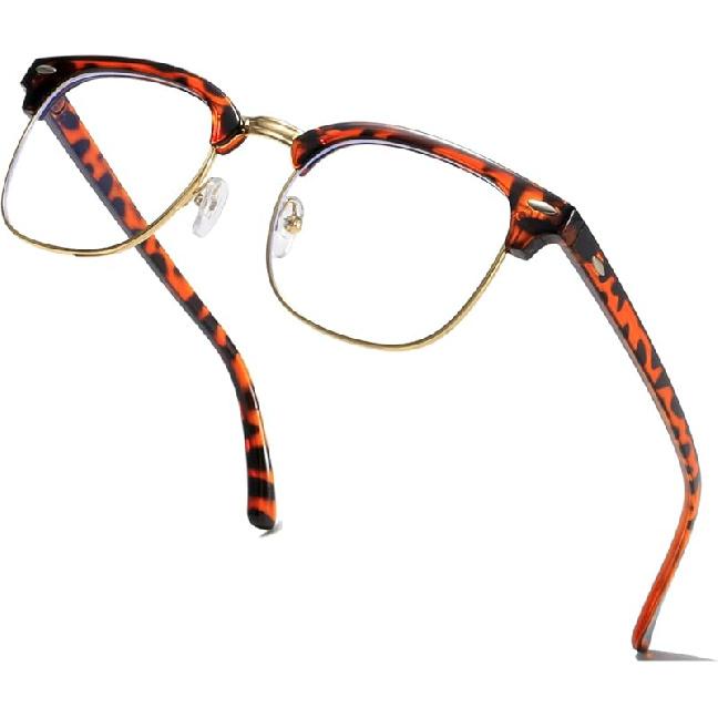 Fashion Vintage Classic Semi-Rimless Half Frame Clear Lens Glasses