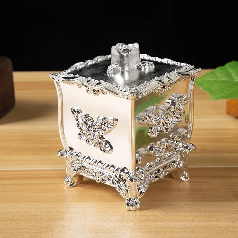 Luxury European Style Plastic Cotton Swab Toothpick Box Living Room Household Retro Cotton Swab Toothpick Sealed Storage Boxs