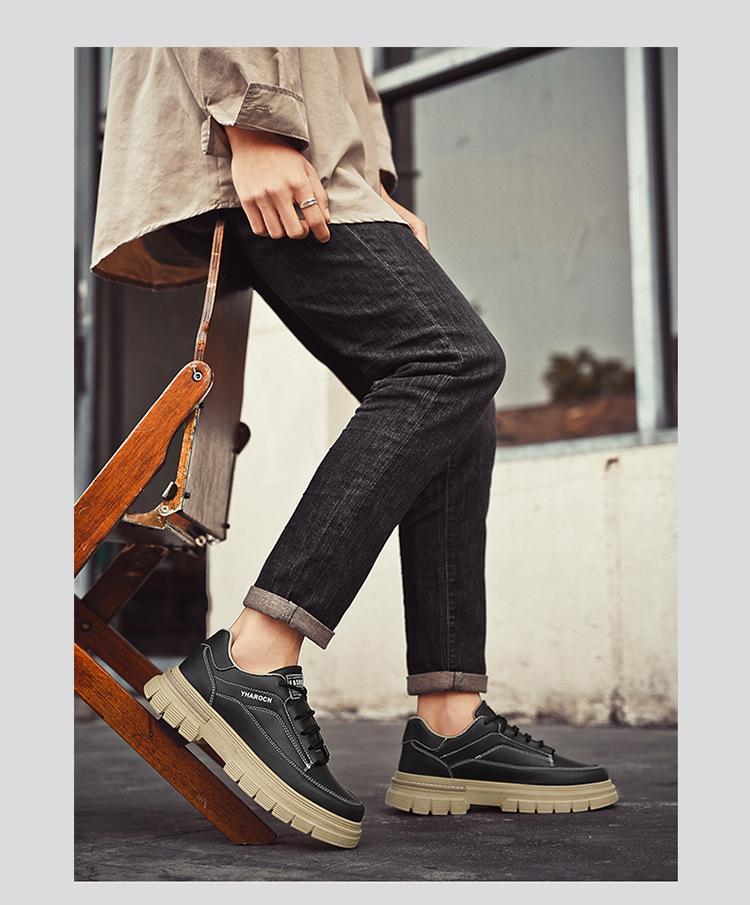 2025 Frühling Herren Atmungsaktive Leder Arbeitskleidung Sneaker - Trendig, Vielseitig, Dicksohlige Freizeitschuhe