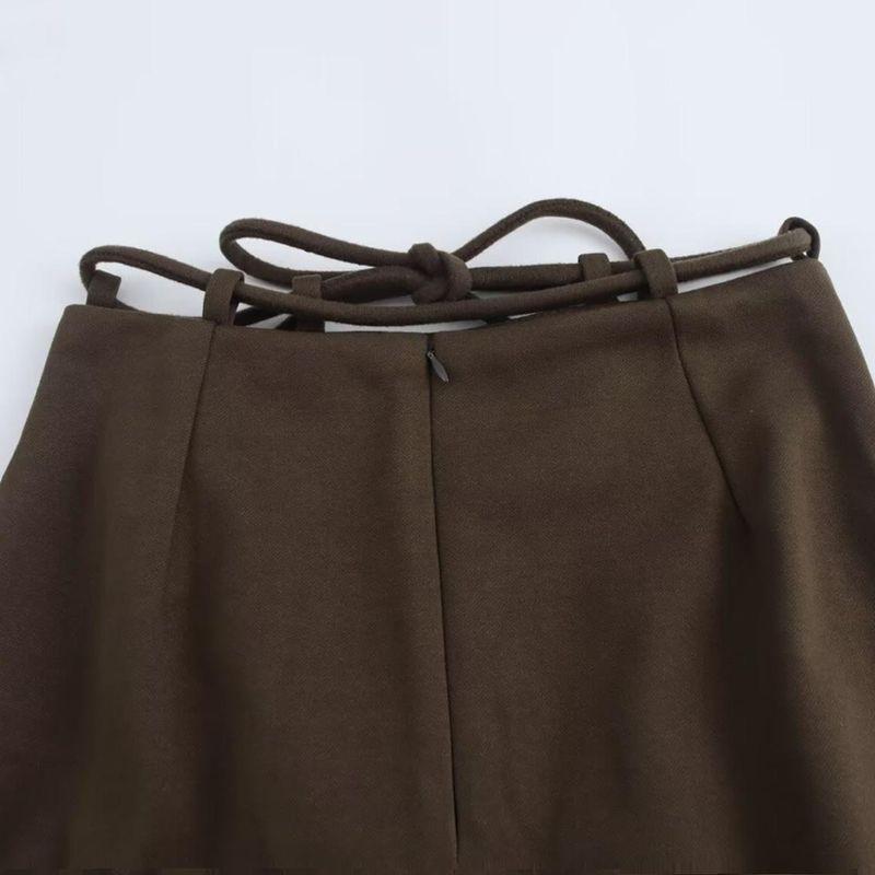 Kaslead New Arrival Women's Fashion Style Fashion Herringbone round Belt Big Hem Skirt Long Dress