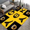 AEK Black Yellow Wide Stripe Area Rug, Non Slip Floor Mat, Shield Double Eagle Logo Print Carpet for Living Room Bedroom