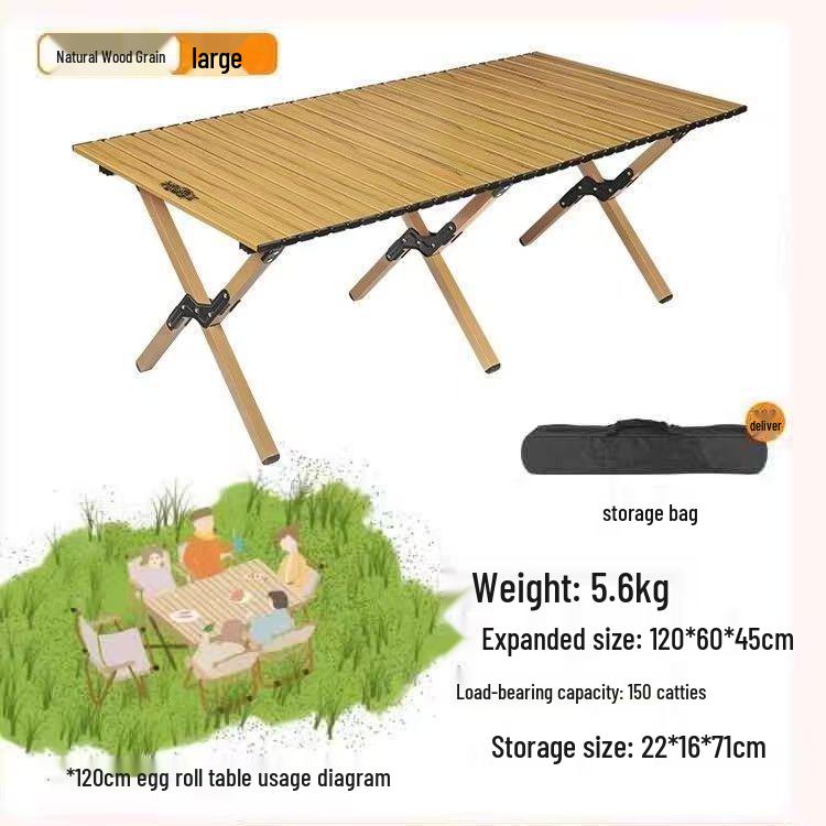 Tragbarer faltbarer Roll-up-Tisch aus Karbonstahl mit Stühlen für Camping im Freien, Gärten und Balkone