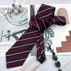8Cm Striped Tie Men'S Formal Business Groom Wedding Burgundy Contrasting Blue And White Strips Men'S And Women'S Hand-Tied Shirts And Ties