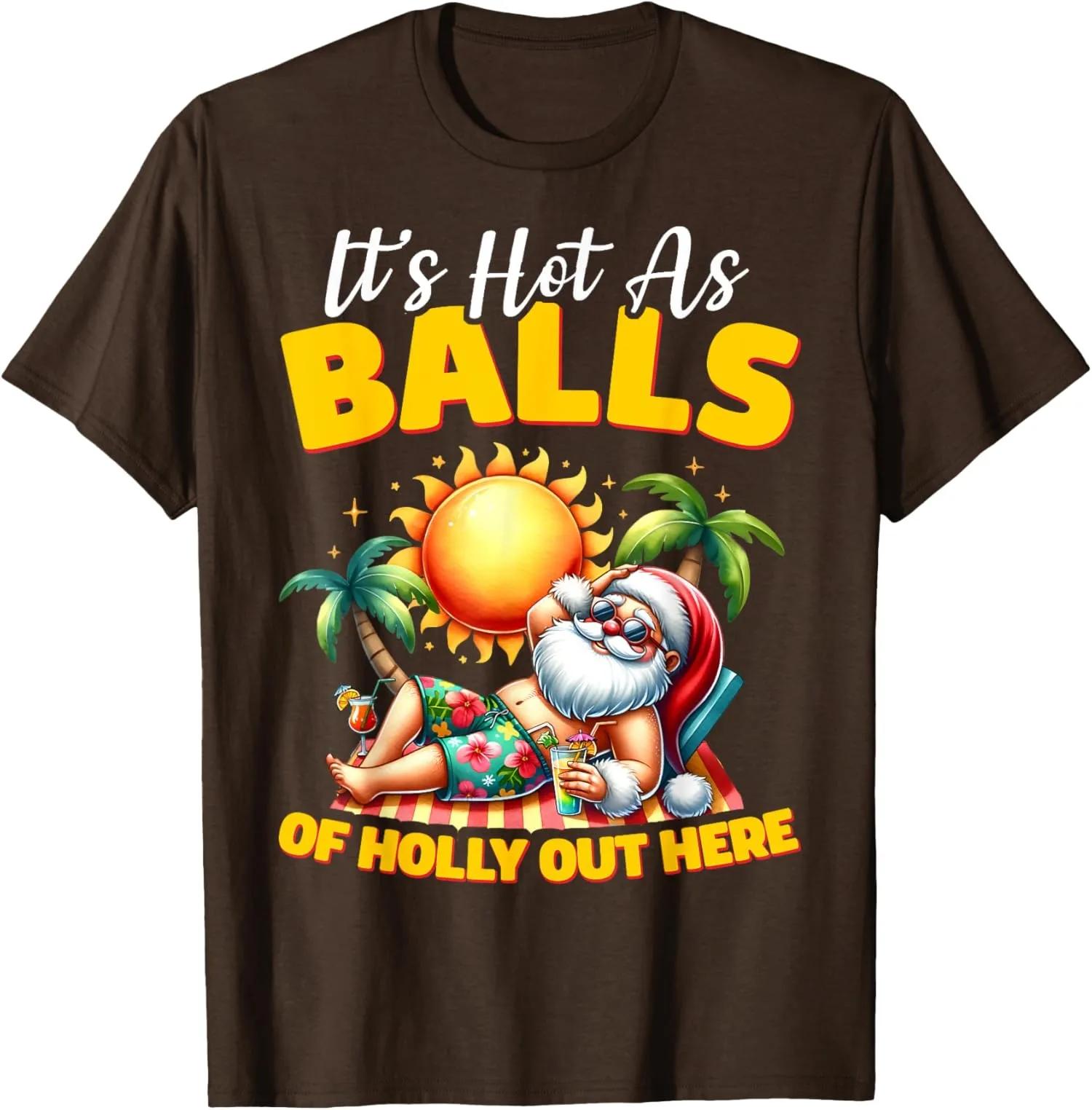 Funny Santa Beach Summer Graphic TShirt Breathable Cotton Tee S