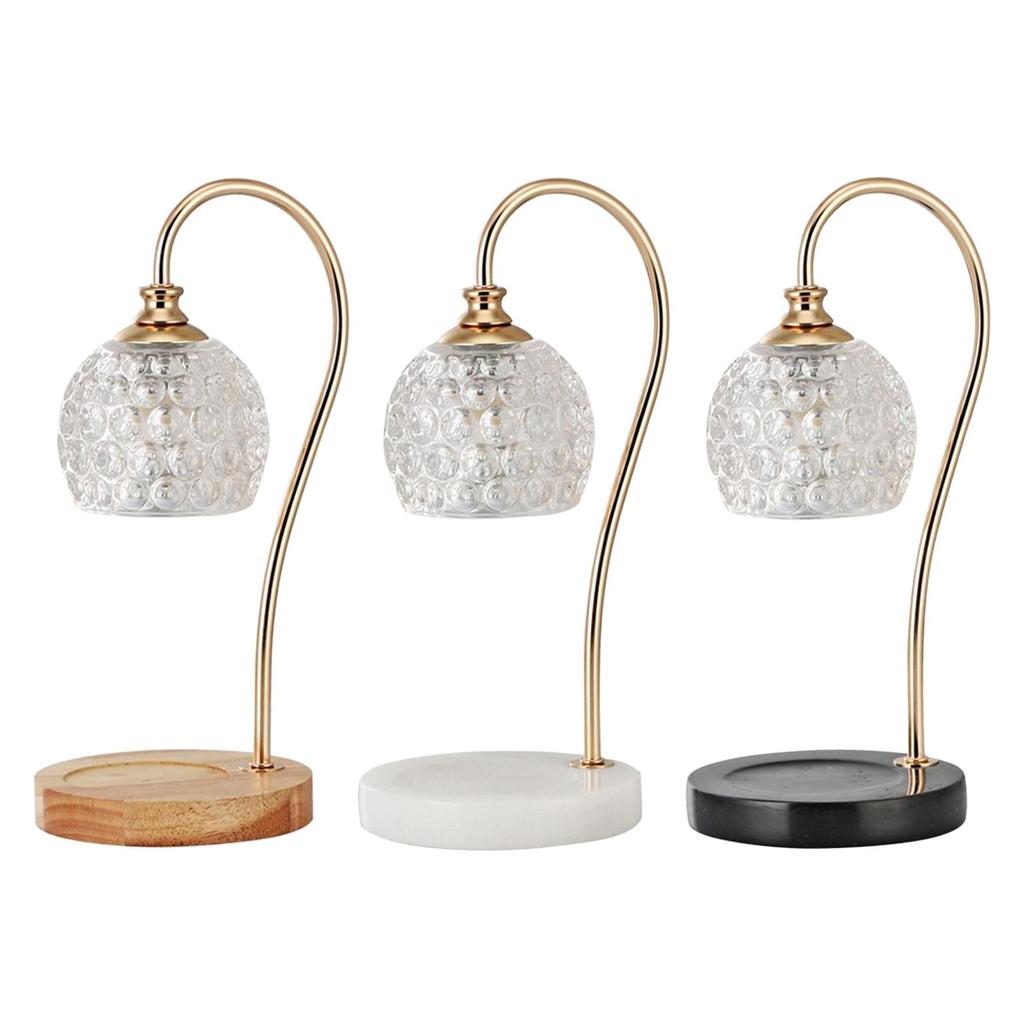 Modern Wax Melt Candle Warmer Lamp Crystal Lampshade Table Light EU Plug Wood Base