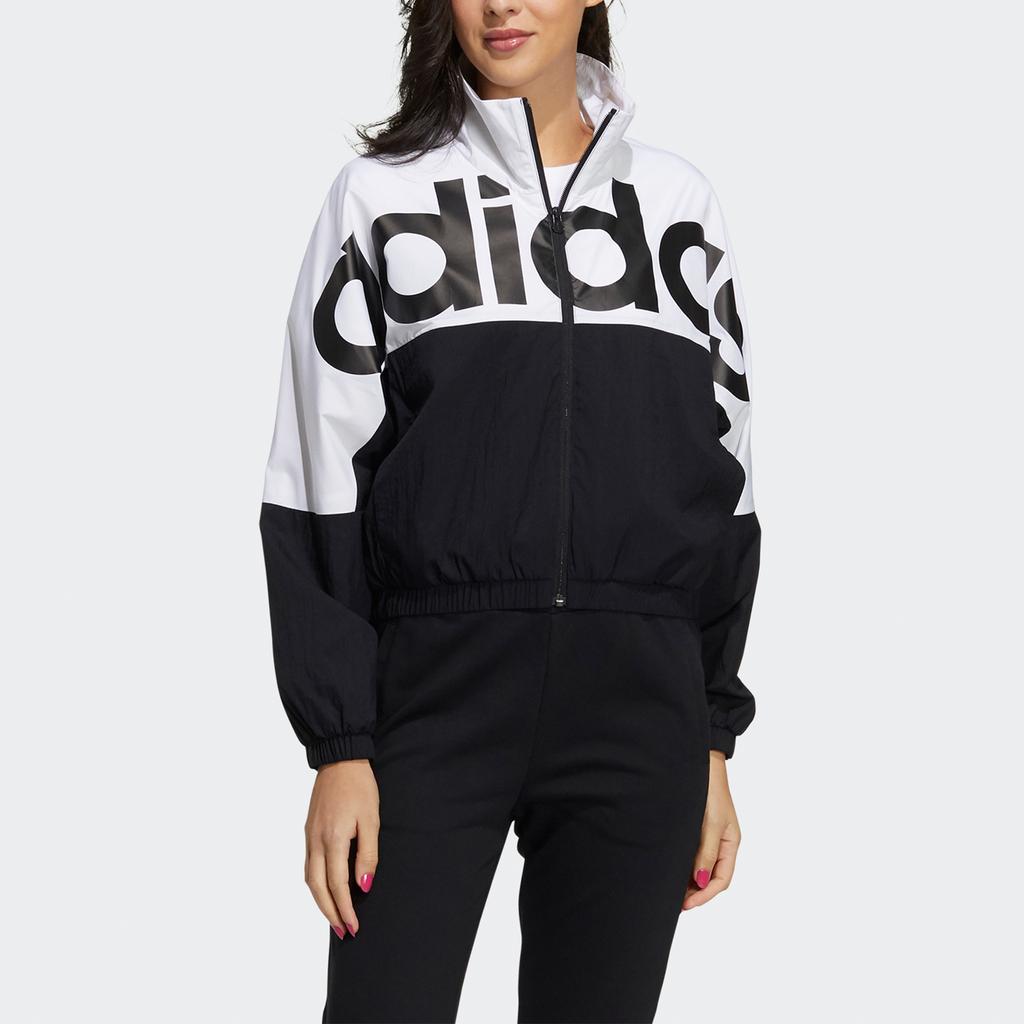 Adidas Neo W Icons CE+ Webjacke mit Stehkragen und kontrastierendem Logoprint Damenjacke Schwarz GP5425