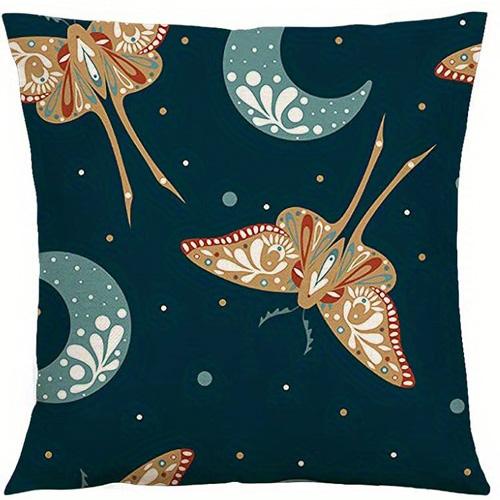 Home Decor Mystical Moon & Butterfly Pattern Pillowcase Pattern Cushion Cover Suitable for Sofa Bedroom Car Pillow Cover