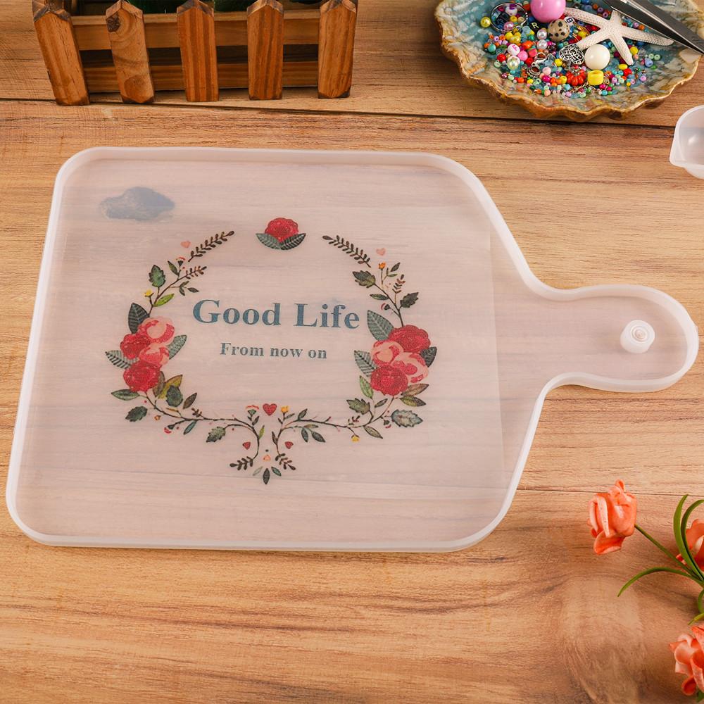 1Pcs Round Resin Mold Coaster Handle Tray Rectangle Silicone Mold Home Table Decoration for DIY Crystal Epoxy Resin Crafts