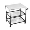 Carro para Parrilla Exterior, Mesa de Parrilla de Acero Inoxidable de 800 x 610 mm, Mesa de Cocina para Exteriores con 4 Ruedas y Asa Lateral, Dos Estantes de Malla, Barbacoa