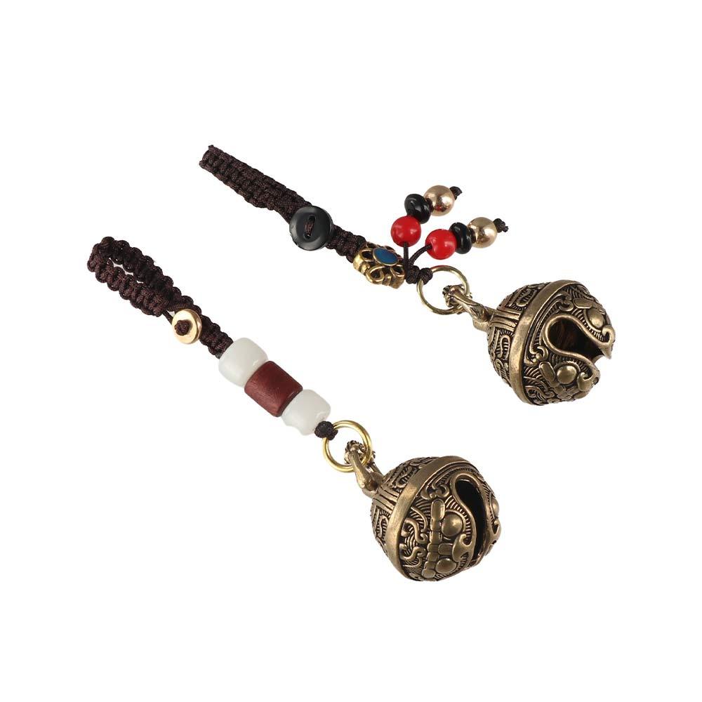 Brass Mantra Bell Keyring Vintage Handmade Rope Car Keychain Brass Bell Car Keychain  Women