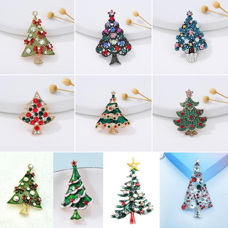 Christmas Tree Brooches For Women Unisex Plant Pins Multi-Color Available Holiday Party Accessories Gifts