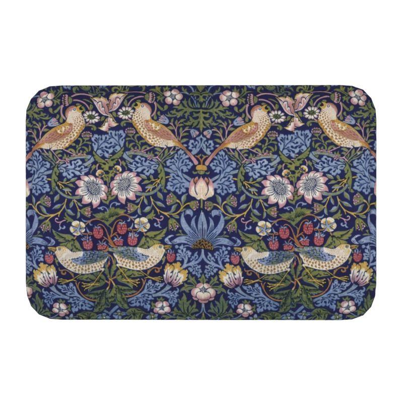 Custom William Morris Compton Floral Art Nouveau Pattern Doormat Bath Door Floor Mat Textile Pattern Toilet Rug Carpet Footpad