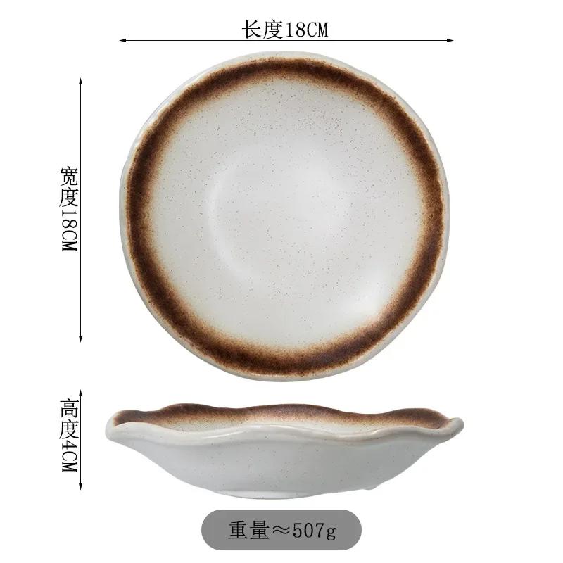 Japanese Plate Ceramic Tableware Fruit Plate  Western  Salad Vegetable Plate Fruit